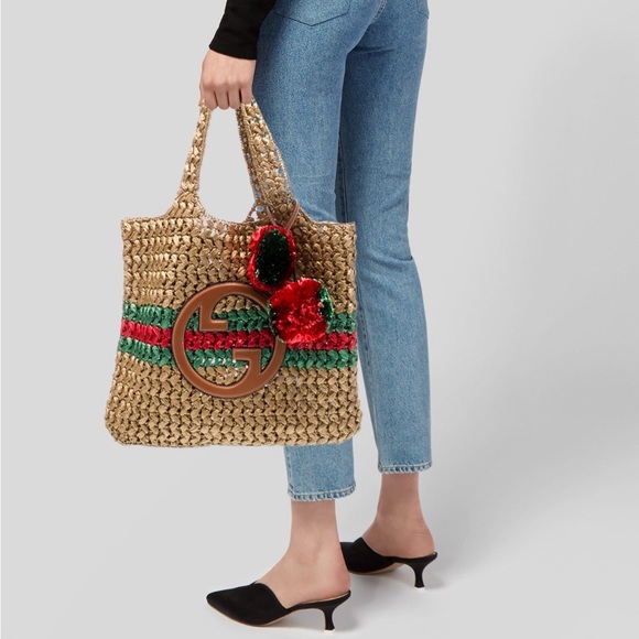 Gucci GG Raffia Blondie NM Tote + COA - Picture 11 of 16